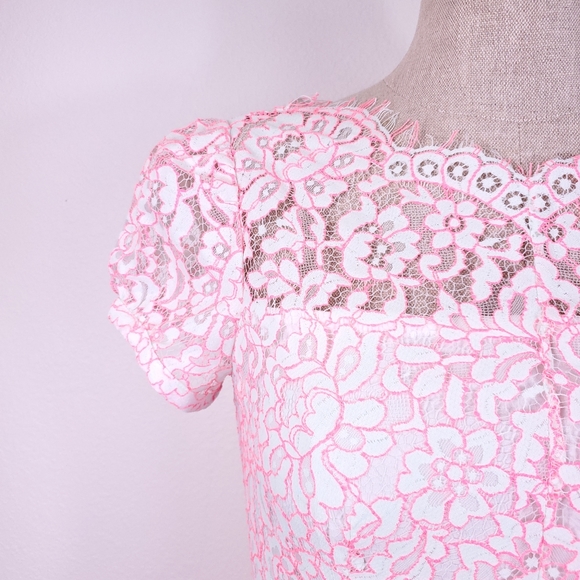 Juicy Couture Neon Pink Corded Lace Dress - Picture 4 of 8